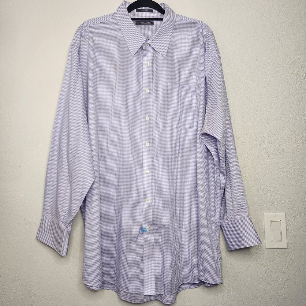 Damon Dress Shirt Mens 3XL XXXL BIG 19 34/35 Lt blue and pink long sleeve button